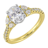 14Kt White Yellow Semi Mount 1/2Ctw For 1 1/2Ctw Oval Center