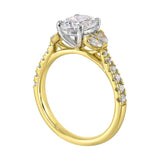 14Kt White Yellow Semi Mount 1/2Ctw For 1 1/2Ctw Oval Center