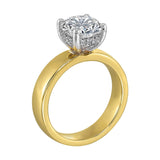14Kt White Yellow Semi Mount 1/10Ctw For 2Ct Round Center