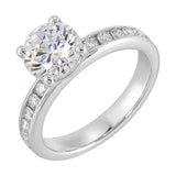 14Kt White Semi Mount 3/8Ctw For 1 1/2Ct Round Center