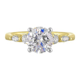 14Kt White Yellow Semi Mount 1/5Ctw For 1 1/2Ct Round Center