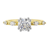 14Kt White Yellow Semi Mount 1/4Ctw For 1Ct Round Center