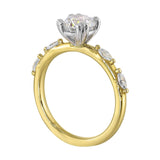 14Kt White Yellow Semi Mount 1/4Ctw For 1Ct Round Center