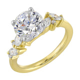 14Kt White Yellow Semi Mount 1/2Ctw For 2Ct Round Center