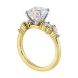 14Kt White Yellow Semi Mount 1/2Ctw For 2Ct Round Center