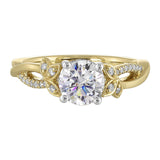 14Kt White Yellow Semi Mount 1/8Ctw For 1Ct Round Center