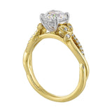 14Kt White Yellow Semi Mount 1/8Ctw For 1Ct Round Center