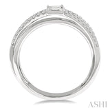 3/8 Ctw Criss-Cross Baguette and Round Diamond Fashion Ring in 14K White Gold