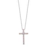 Thin Cross Pendant with Central Simulated Diamond