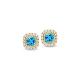 Cushion Cut December Birthstone Stud Earrings