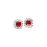Cushion Cut January Birthstone Stud Earrings