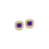 Cushion Cut February Birthstone Stud Earrings