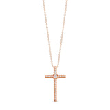 Thin Cross Pendant with Central Simulated Diamond