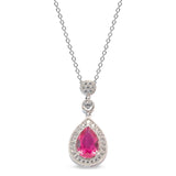 Simulated Ruby Teardrop Pendant