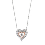 Dancing Stone Two Tone Heart Necklace