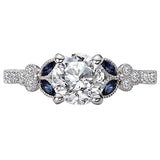 *** Lab Grown Diamond *** Sapphire and Diamond Semi-Mount Ring