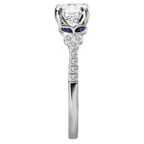 *** Lab Grown Diamond *** Sapphire and Diamond Semi-Mount Ring