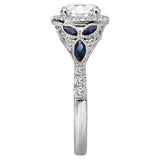 Sapphire and Diamond Semi-Mount Ring