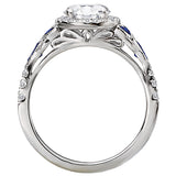 Sapphire and Diamond Semi-Mount Ring