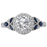 *** Lab Grown Diamond *** Sapphire and Diamond Semi-Mount Ring