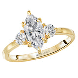 Three Stone Semi-Mount Diamond Engagement Ring