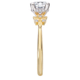 Semi-Mount Diamond Engagement Ring with Hidden Halo and Leaf Design