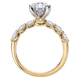 4 Prong Peg Head Semi-Mount Diamond Engagment Ring