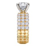 Triple Row Band Semi-Mount Diamond Engagement Ring