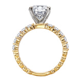 Triple Row Band Semi-Mount Diamond Engagement Ring