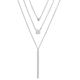 Three Layered Chain Necklace with Drop Bar