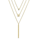 Three Layered Chain Necklace with Drop Bar