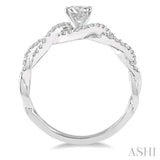 1/5 Ctw Entwined Semi-Mount Round Center Diamond Engagement Ring in 14K White Gold