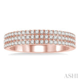 1/2 Ctw Triple Row Round Cut Diamond Wedding Band in 14K Rose Gold