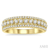 5/8 Ctw Triple Row Round Cut Diamond Fashion Band in 14K Yellow Gold
