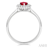 8X4 MM Marquise Shape Ruby and 3/8 Ctw Marquise and Round Cut Diamond Precious Ring in 14K White Gold