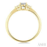 1/20 Ctw Oval Cut 6X4 MM White Topaz and Round Cut Diamond semi-precious Ring in 10K Yellow Gold