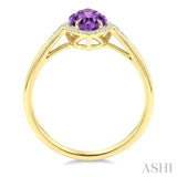 16X7 MM Evoque Gemstones Marquise Shape Amethyst and 1/6 Ctw Round Cut Diamond Semi-Precious Ring in 10K Yellow Gold