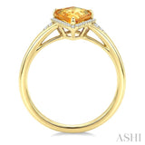 16X7 MM Evoque Gemstone Kite Shape Citrine and 1/6 Ctw Round Cut Diamond Semi-Precious Ring in 10K Yellow Gold