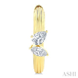 3/8 Ctw Marquise and Pear Cut Diamond  Ribbed Hoop Fashion Earrings in 14K Yellow Gold