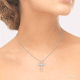 3/4 ctw Lovebright Round Cut Diamond Cross Pendant in 14K White Gold with chain