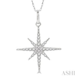 1/6 Ctw Round Cut Diamond Star Pendant With Chain in 10K White Gold