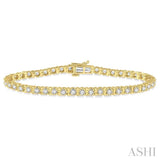 3 Ctw Round Cut Diamond Tennis Tulip Bracelet in 14K Yellow Gold