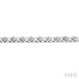 1/10 Ctw 'X' and SQ Single Cut Diamond Bracelet in Sterling Silver