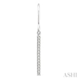 1/10 Ctw Hanging Straight Bar Round Cut Diamond Petite Earrings in 10K White Gold