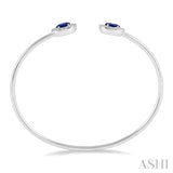 6x4 MM Oval Cut Sapphire & 1/5 Ctw Round Cut Diamond Precious Flexi Bangle in 14K White Gold