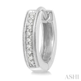 1/10 Ctw Scooped Center Round Cut Diamond Huggie Petite Earrings in 10K White Gold