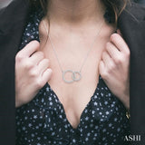 1/10 Ctw Interlocking Twin Circles Single Cut Diamond Pendant With Chain in 10K White Gold