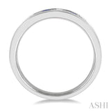 2.9 MM Sapphire and 1/2 Ctw Round Cut Diamond Precious Wedding Band in 14K White Gold