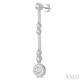 3/4 Ctw Tri-Section Lovebright Round Cut Diamond Bar Link Earrings in 14K White Gold