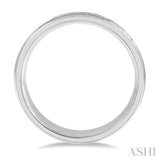 1/2 Ctw Parallel Milgrain & Niched Center Round Cut Diamond Men's Wedding Band in 14K White Gold